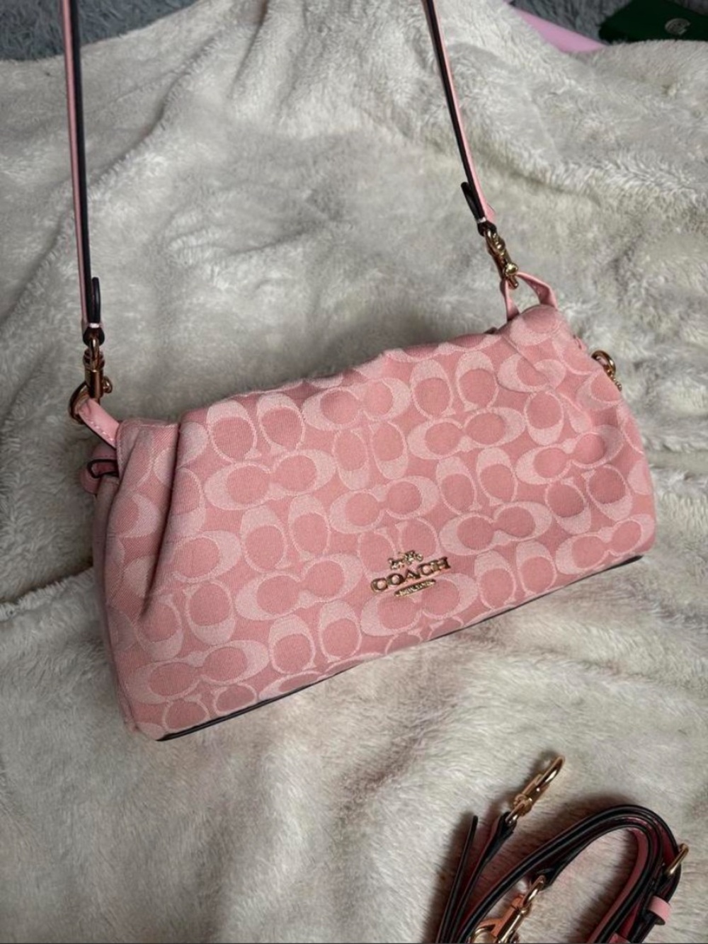 Coach Pink Denim Faye Purse